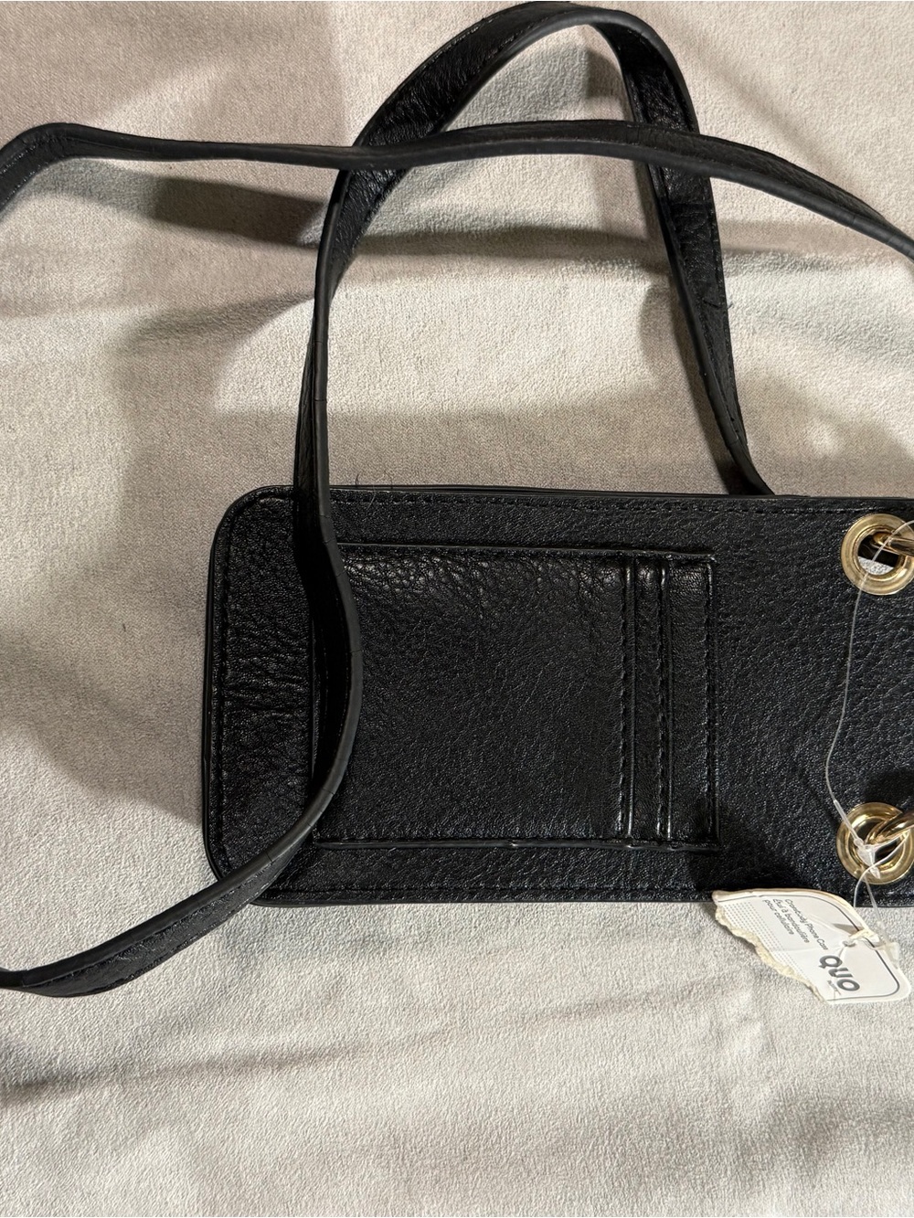 Quo Black Leather Crossbody phone cardholder